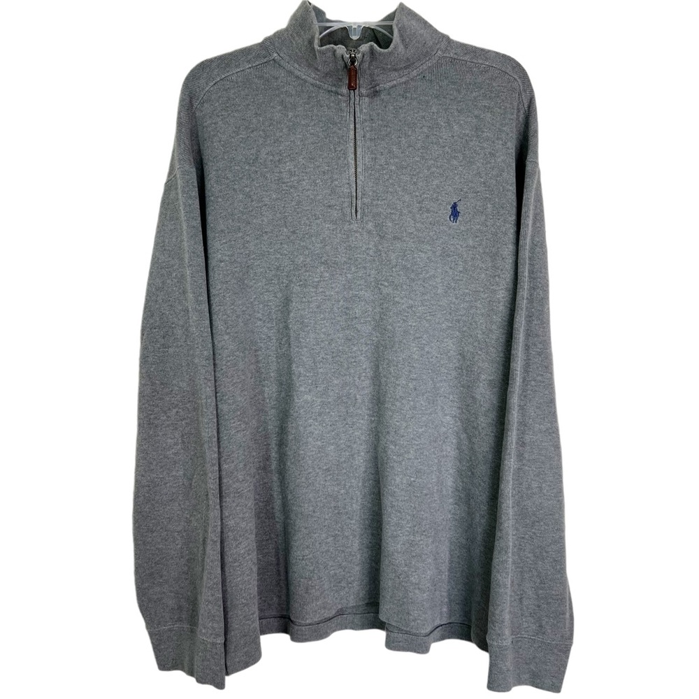 Polo Ralph Lauren 1/4 Zip Mock Neck Pullover Classic Sweater Grey Men’s Sz XXL